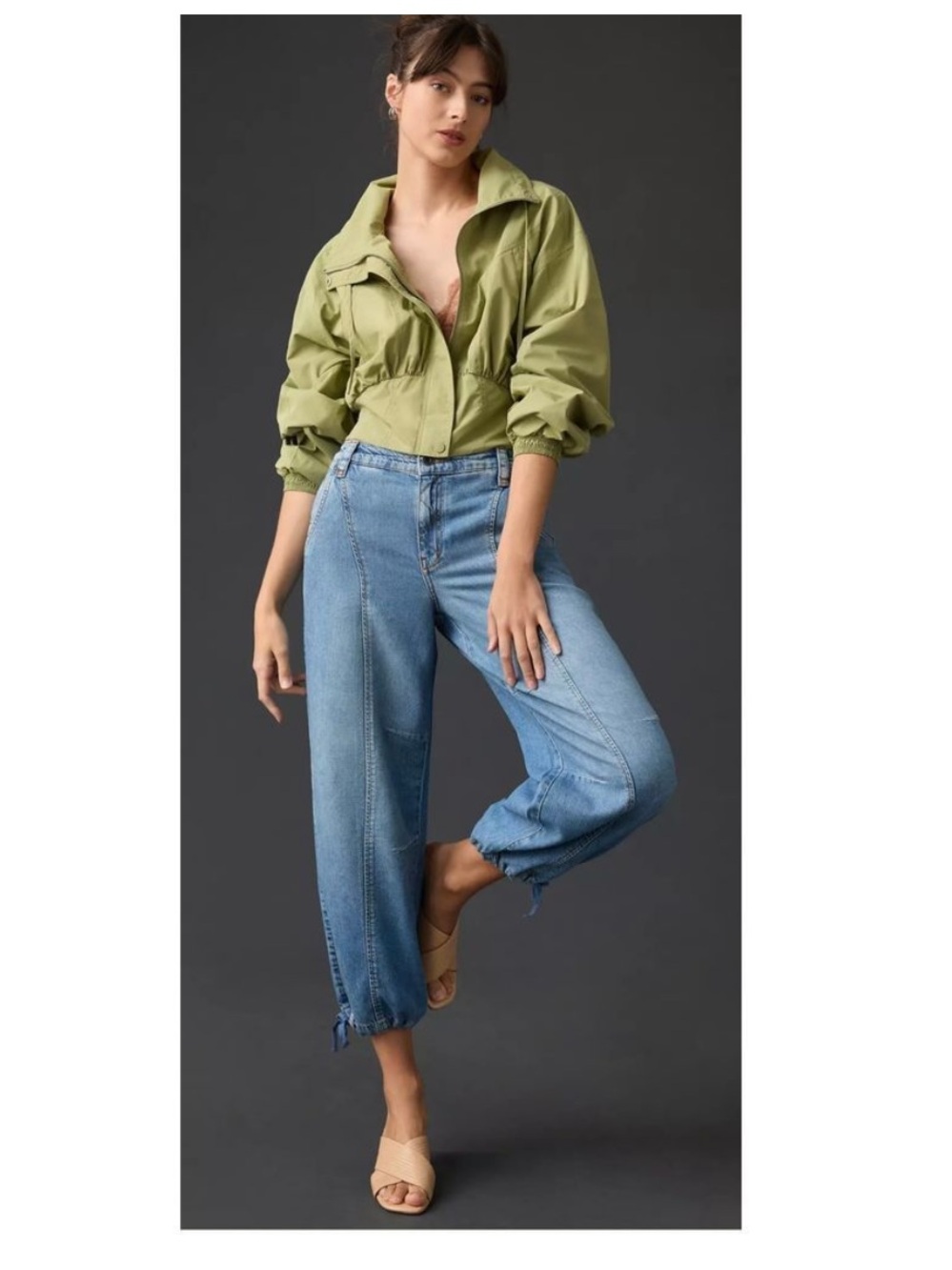 Anthropologie Pilcro Light Blue Distressed Boyfriend Jogger Tie at Ankle Jeans - Picture 2 of 16